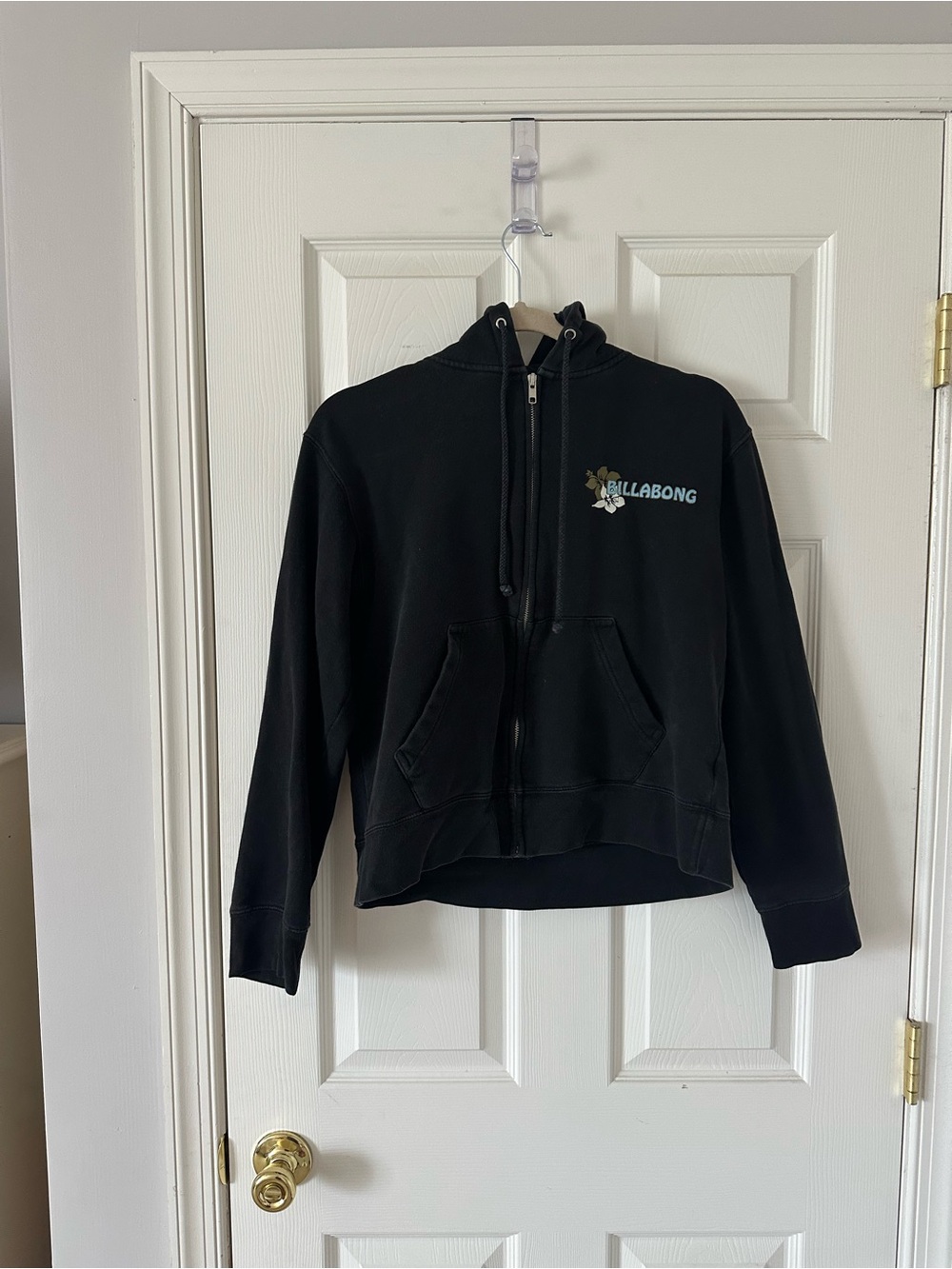 Billabong Black Full-Zip Hoodie with Hood and Drawcord